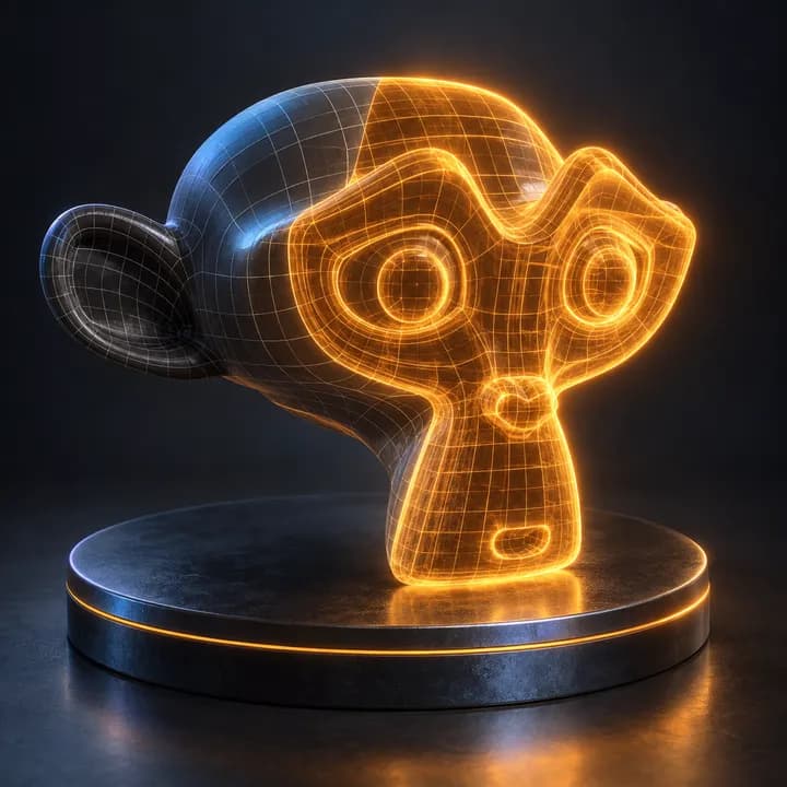 Blueprint Pro - Amber Hologram — AI concept illustration, not verified Blender output