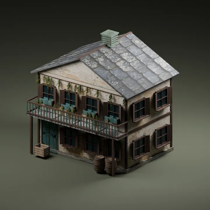 Apothecary Building Pro — Blender source-project render; review package version may differ